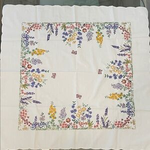 Floral Embroidered Tablecloth